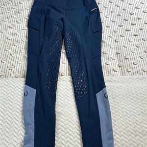 Kerrits Women’s Small Cool Core Silicone Full Leg Ridding Tights Blue Pockets